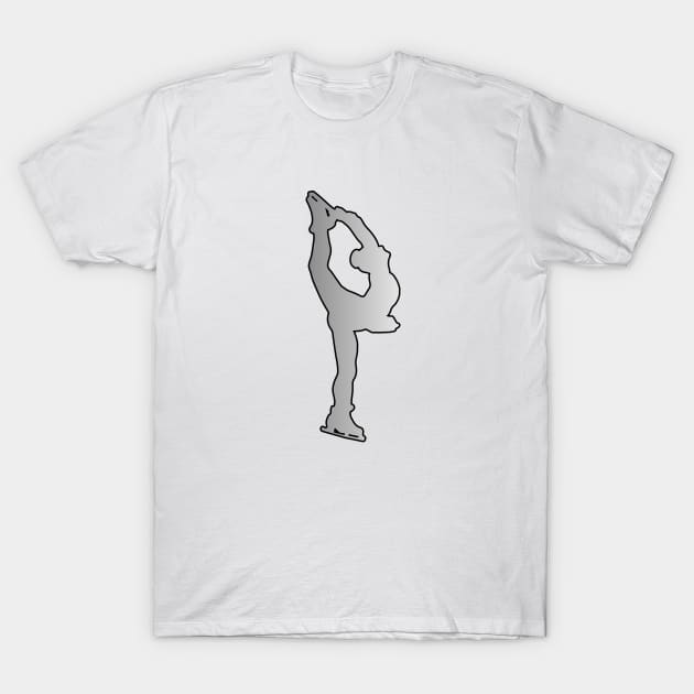 Figure Skater Silhouette in Silver Design T-Shirt by PurposelyDesigned